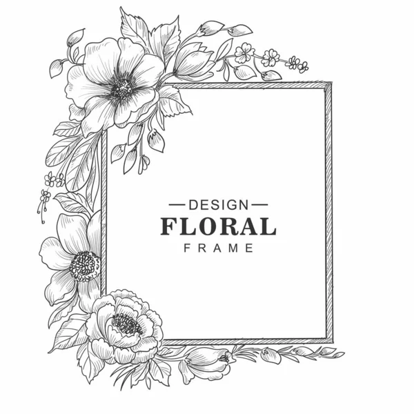Hermoso Marco Floral Decorativo Fondo Bosquejo — Archivo Imágenes Vectoriales