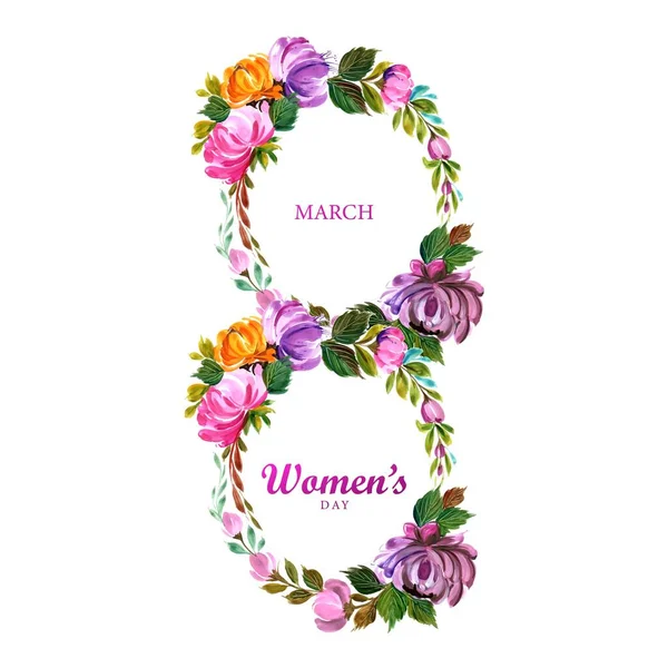 Hermoso Floral Con Diseño Tarjetas Día Para Mujer 8March — Vector de stock