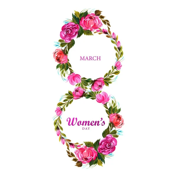 8March女子日卡设计装饰花卉 — 图库矢量图片