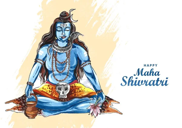 Mano Disegnare Signore Shiva Vacanza Maha Shivratri Sfondo Della Carta — Vettoriale Stock
