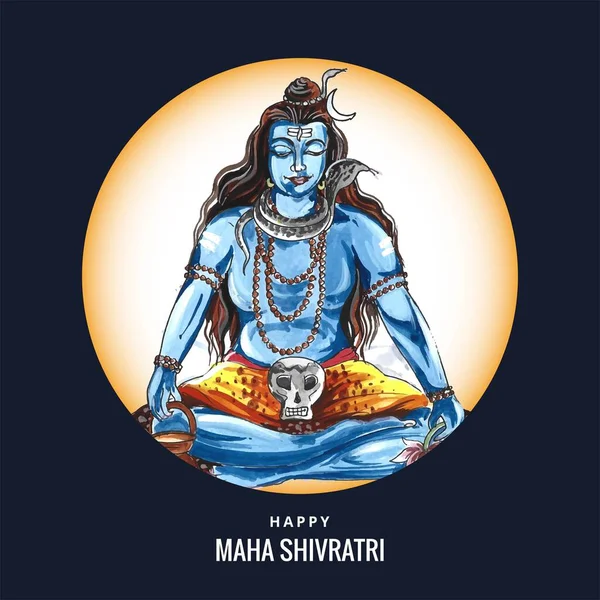 Hand Rita Herre Shiva Semester Maha Shivratri Kort Bakgrund — Stock vektor