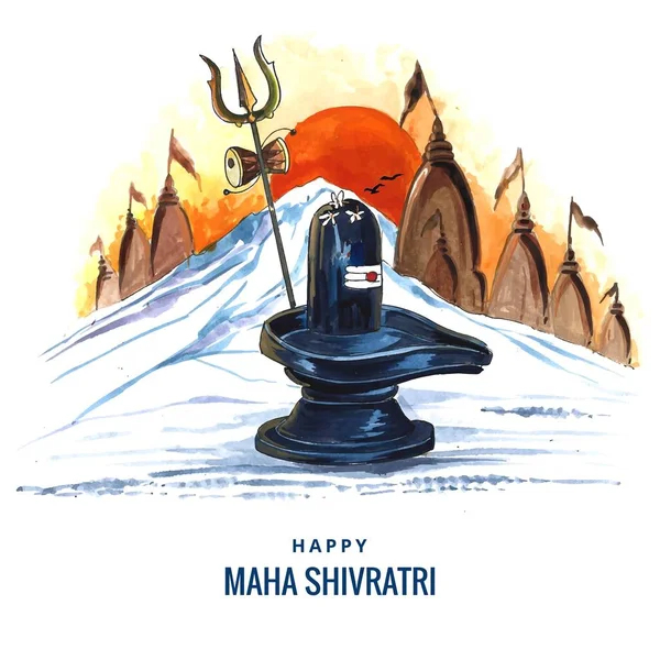 Maha Shivratri Festival Saudação Com Shivling Fundo Cartão — Vetor de Stock