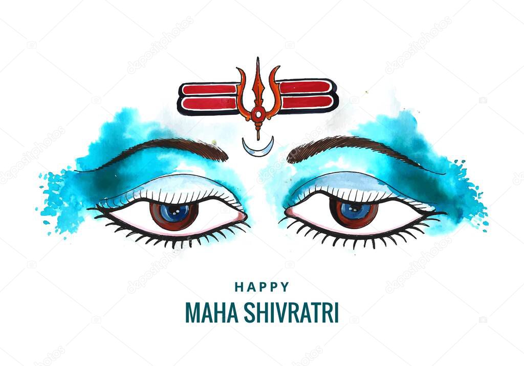 Hindu maha shivratri lord shiva eyes sketch card design