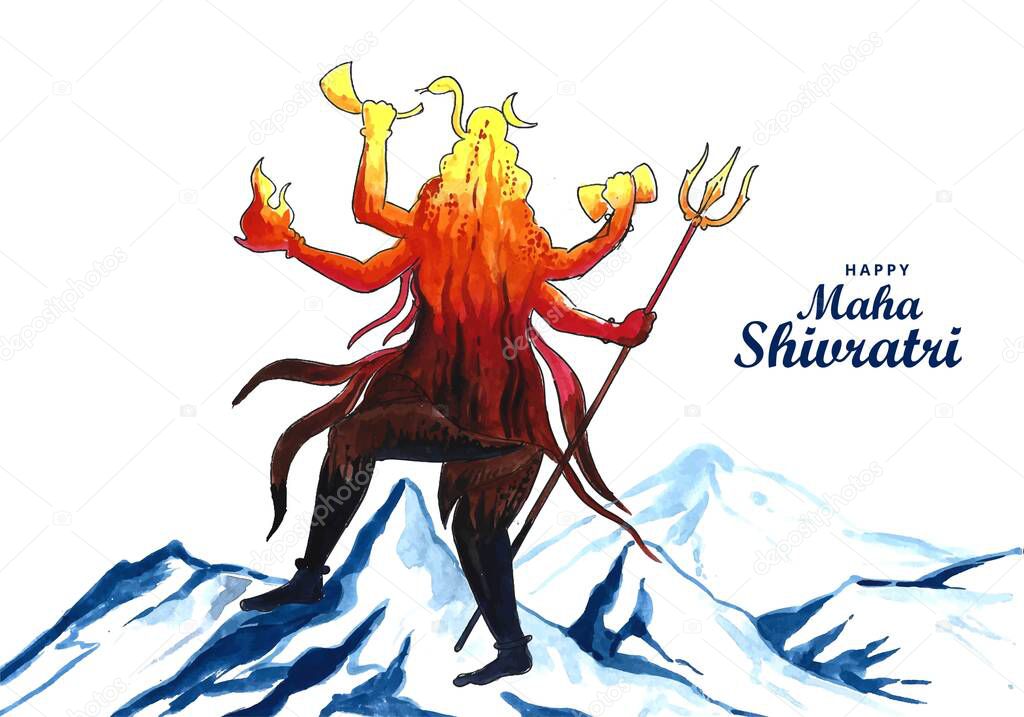 Hand draw lord shiva holiday maha shivratri card background