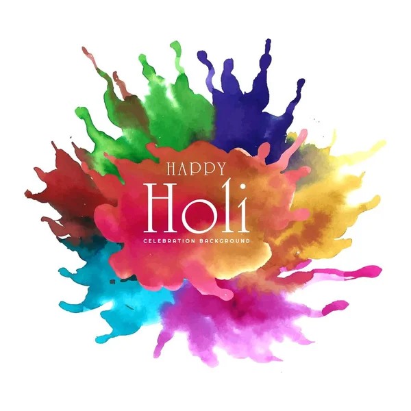 Celebração Festival Indiano Feliz Holi Colorido Splash Fundo — Vetor de Stock