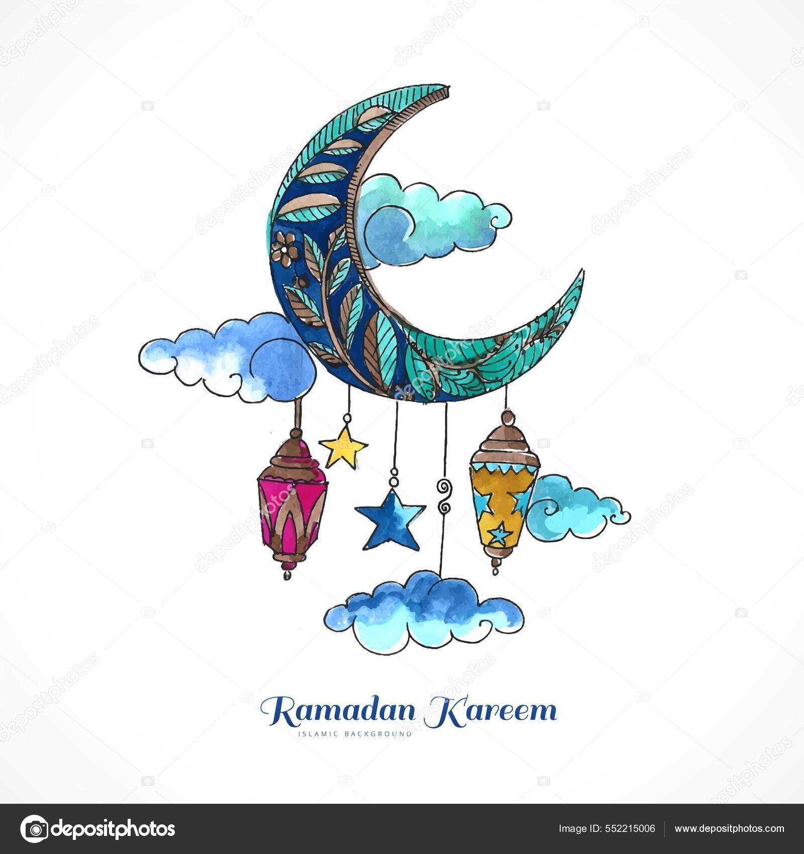 Beautiful Decorative Moon Ramadan Kareem Background Stock Vector Image
