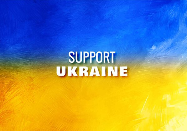 Support Ukraine Text Flag Theme Texture Background — Stock Vector