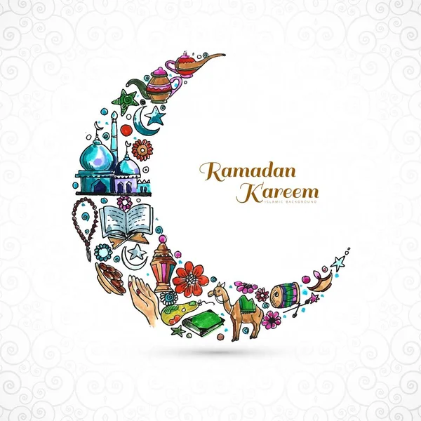 Gyönyörű Dekoratív Hold Ramadan Kareem Háttér — Stock Vector