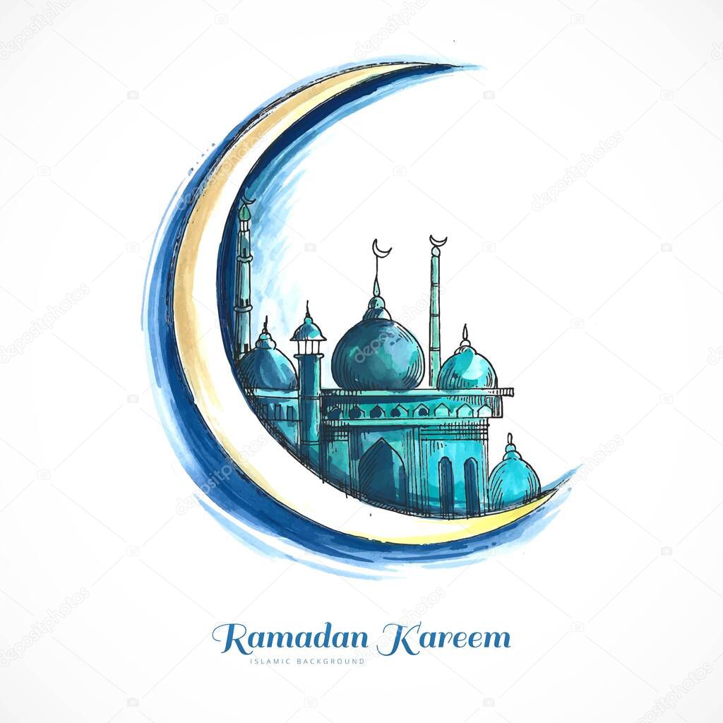 Ramadan kareem islamic holy festival greeting card design