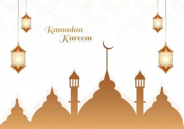 Bella Islamica Ramadan Kareem Festival Religioso Biglietto Auguri Design — Vettoriale Stock
