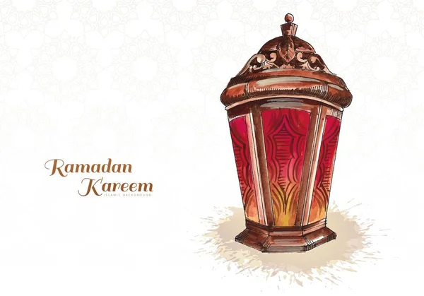 Bella Lampada Arabica Ramadan Kareem Biglietto Auguri Sfondo — Vettoriale Stock