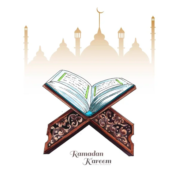 美しいラマダーン カレムイスラム教徒の休日の背景のための韓国語の聖なる本 — ストックベクタ