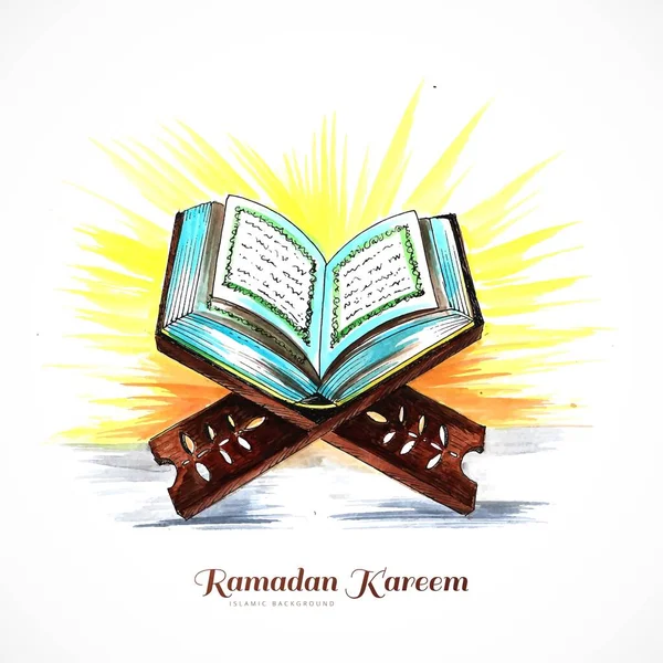 Libro Sagrado Del Corán Soporte Ramadán Kareem Fondo — Vector de stock