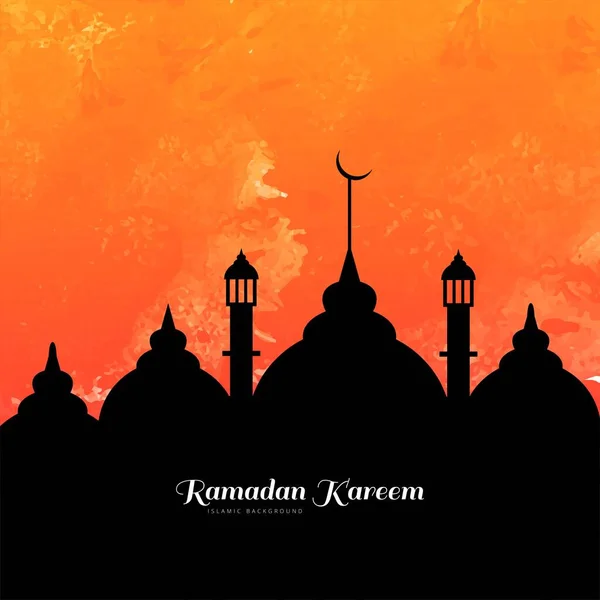 イスラムのモスクの水彩の質感とランプラマダーンKareem背景 — ストックベクタ