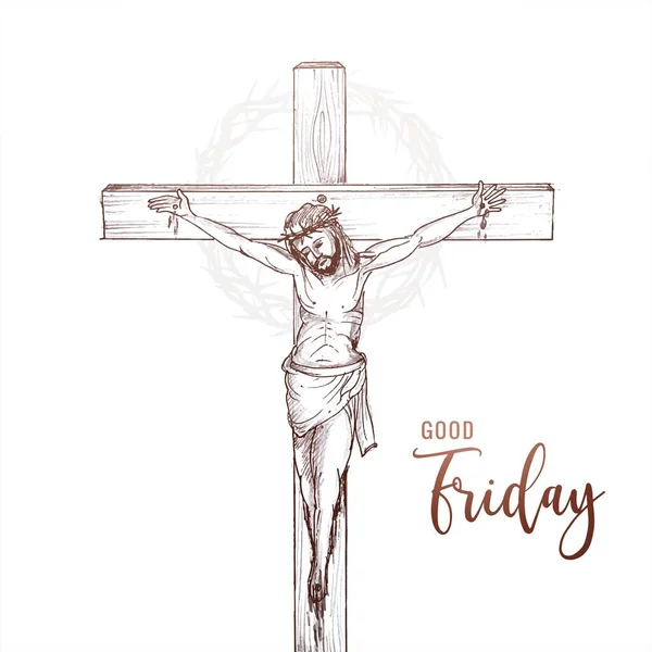 Jesucristo Boceto Buen Viernes Pascua Día Cruz Fondo — Archivo Imágenes Vectoriales