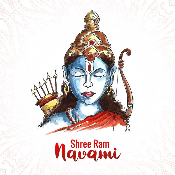 Hermosa Shri Ram Navami Bendición Deseos Tarjeta Felicitación Fondo — Vector de stock