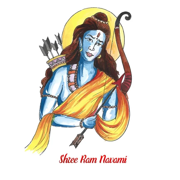 Hermosa Shri Ram Navami Bendición Deseos Tarjeta Felicitación Fondo — Archivo Imágenes Vectoriales