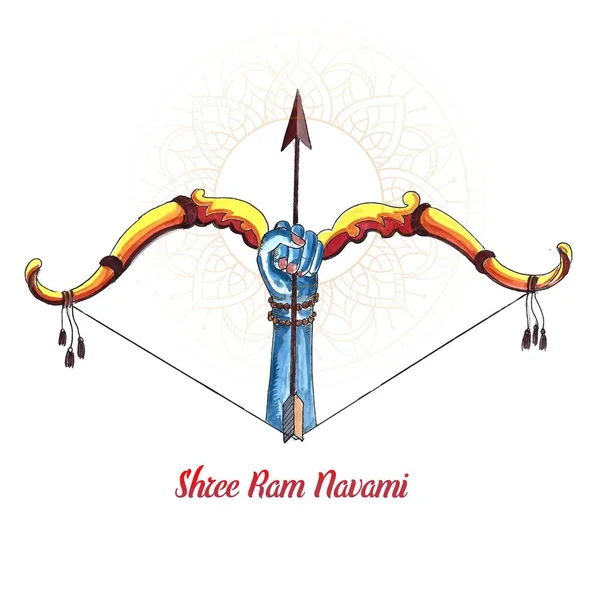 Illustration Bow Arrow Shree Ram Navami Festival India Card Design — Stock Vector