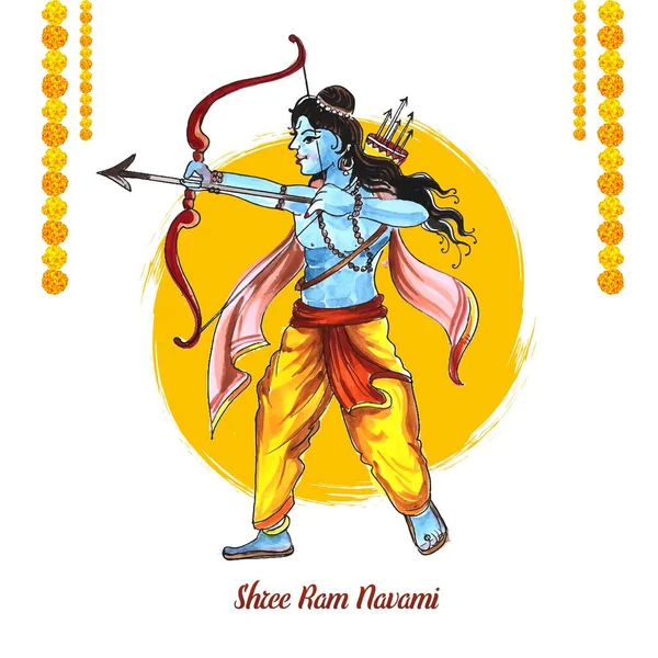 Lord Shree Ram Navami Festivali Kart Geçmişi Istiyor — Stok Vektör