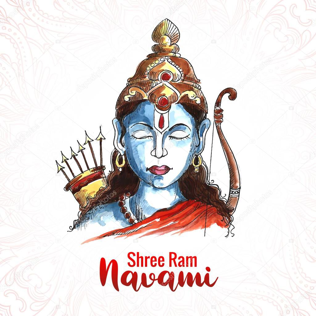 Beautiful Shri ram navami blessing wishes greeting card background