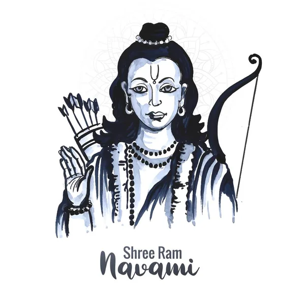 Bella Shri Ram Navami Benedizione Auguri Biglietto Auguri Sfondo — Vettoriale Stock