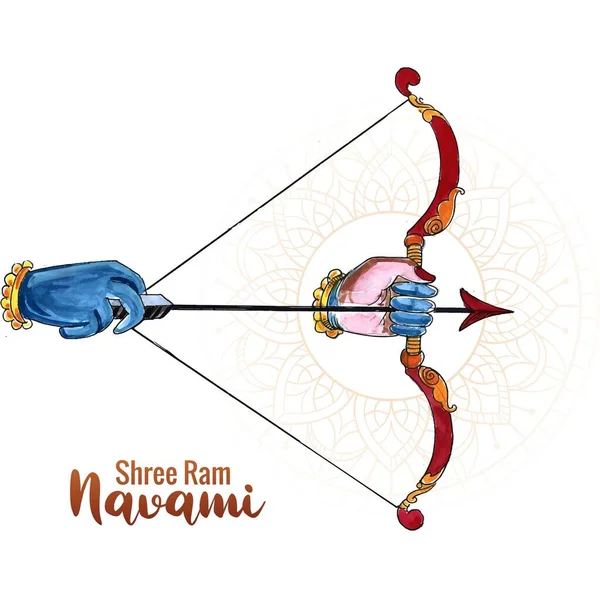 Illustration Bow Arrow Shree Ram Navami Festival India Card Design — Stock Vector