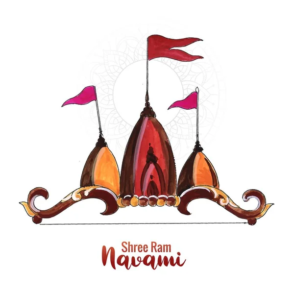 Hand Drawn Shree Ram Navami Illustration Card Background — Stock Vector
