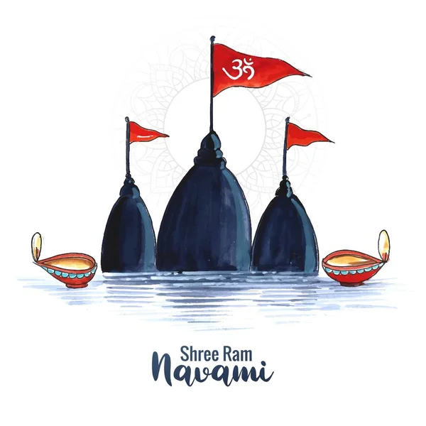 Hand Drawn Shree Ram Navami Illustration Card Background — Stock Vector