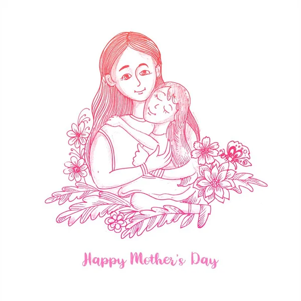 Dibujar Mano Boceto Día Las Madres Para Diseño Mamá Niña — Archivo Imágenes Vectoriales