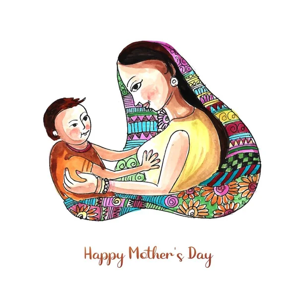 Dia Mães Felizes Para Mulher Bebê Design Cartão Amor Criança — Vetor de Stock