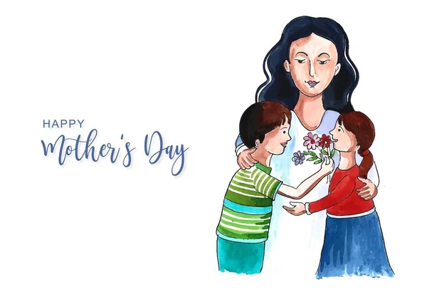 Dia Mães Bonitas Para Mulher Criança Design Cartão Amor — Vetor de Stock