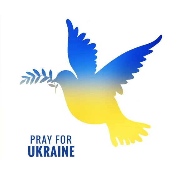 鳩の鳥の旗のテーマデザインとウクライナのために祈る — ストックベクタ