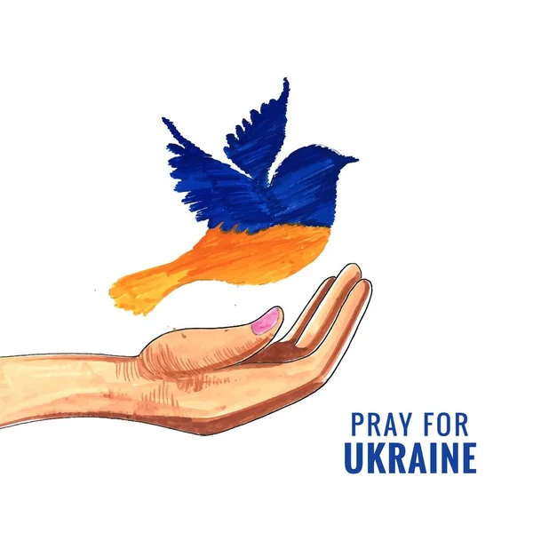手旗のデザインに鳩の鳥とウクライナのために祈る — ストックベクタ