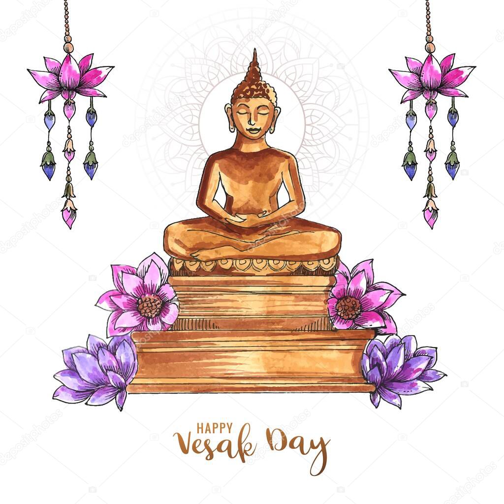 Happy vesak day traditional decorative card background