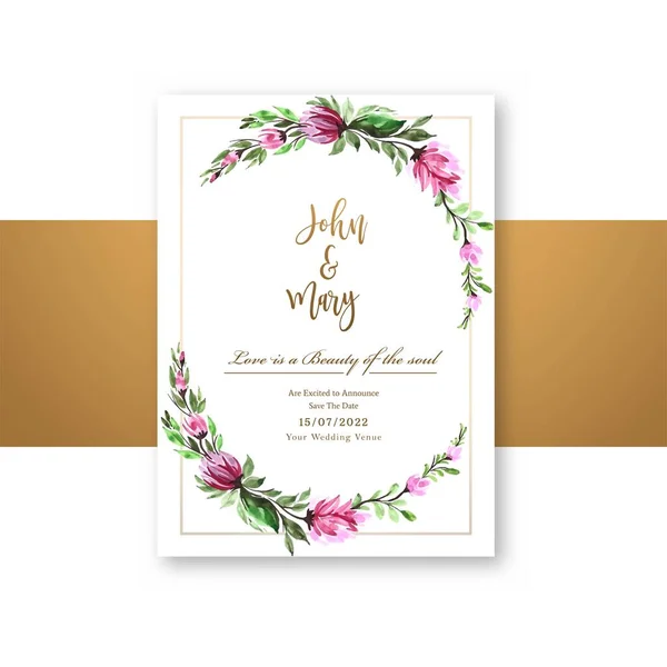 Πρόσκληση Γάμου Διακοσμητικά Λουλούδια Πλαίσιο Κάρτα Πρότυπο — Διανυσματικό Αρχείο