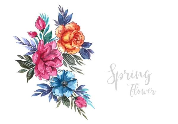 Mão Desenhar Decorativo Colorido Primavera Flores Design Ilustração — Vetor de Stock