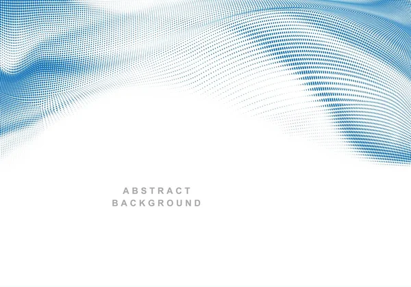 Abstract Blue Dotted Flowing Wave Background Illustration — Stockvektor