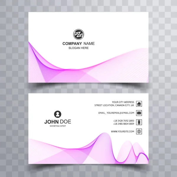 Modern Business Card Template Purple Wave Background — Stock Vector