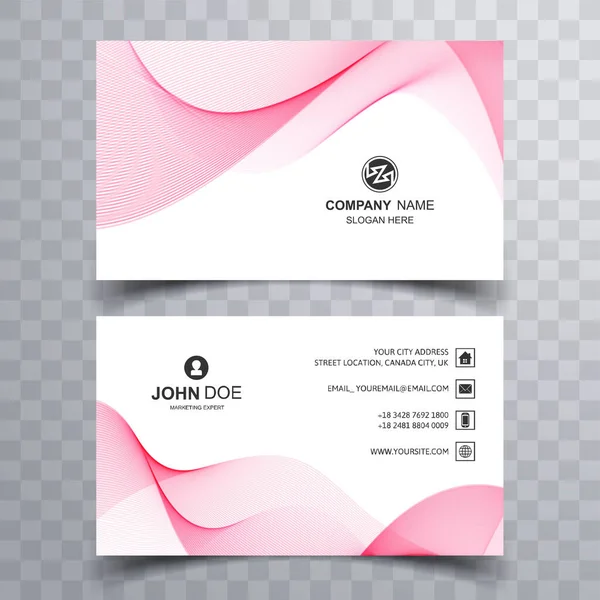 Modern Business Card Template Pink Wave Design — Stock Vector