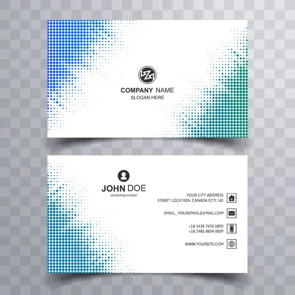 Abstract Business Card Template Colorful Dotted Design — Stock Vector