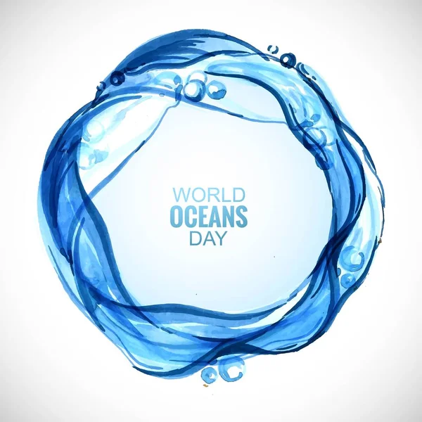 Dia Mundial Oceano Celebração Mar Onda Circular Fundo — Vetor de Stock