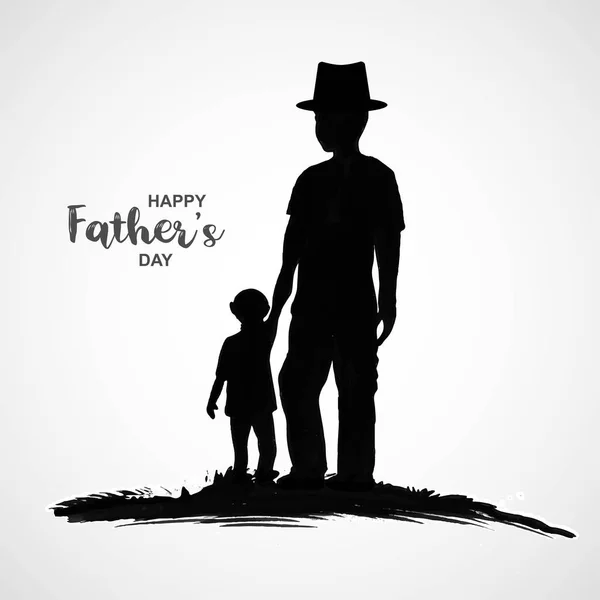 Happy Father Day Dad Children Silhouettes White Background — Stock Vector