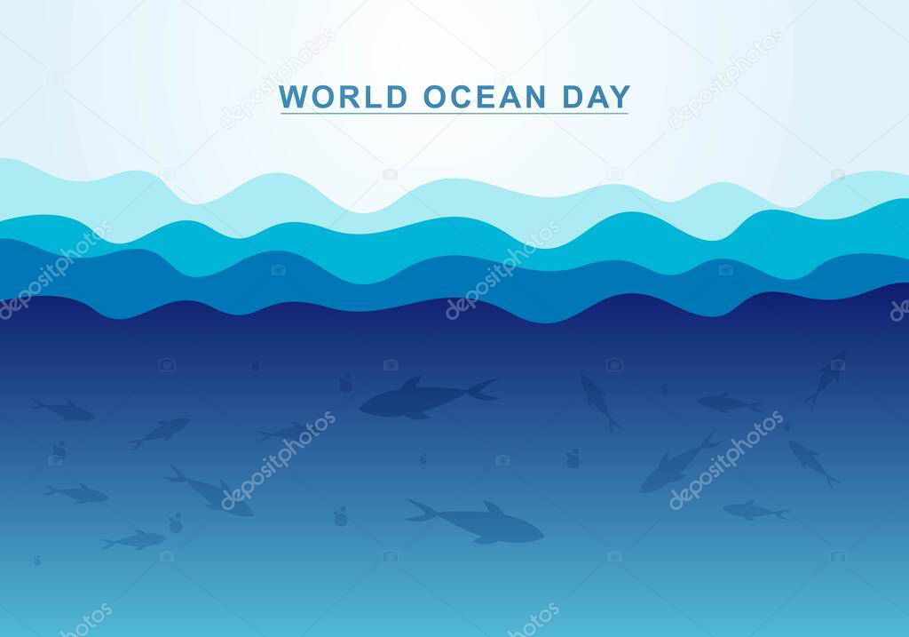 World ocean day blue wave background 