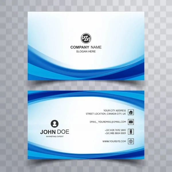 Abstract Creative Business Card Blue Wave Template Design — Stock Vector