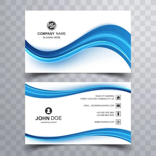 Abstract Business Card Blue Wave Template Design — Stock Vector