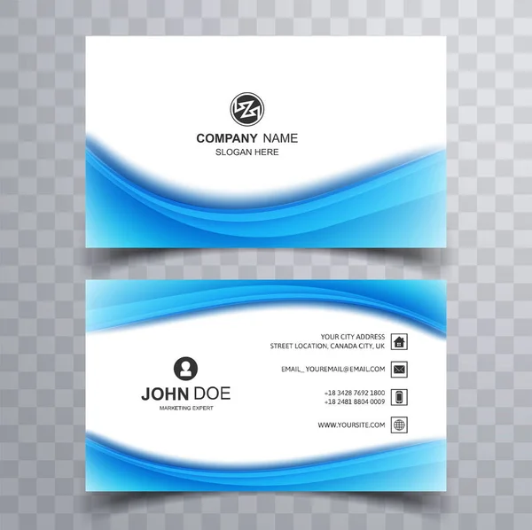 Elegant Business Card Blue Wave Background — Stock Vector