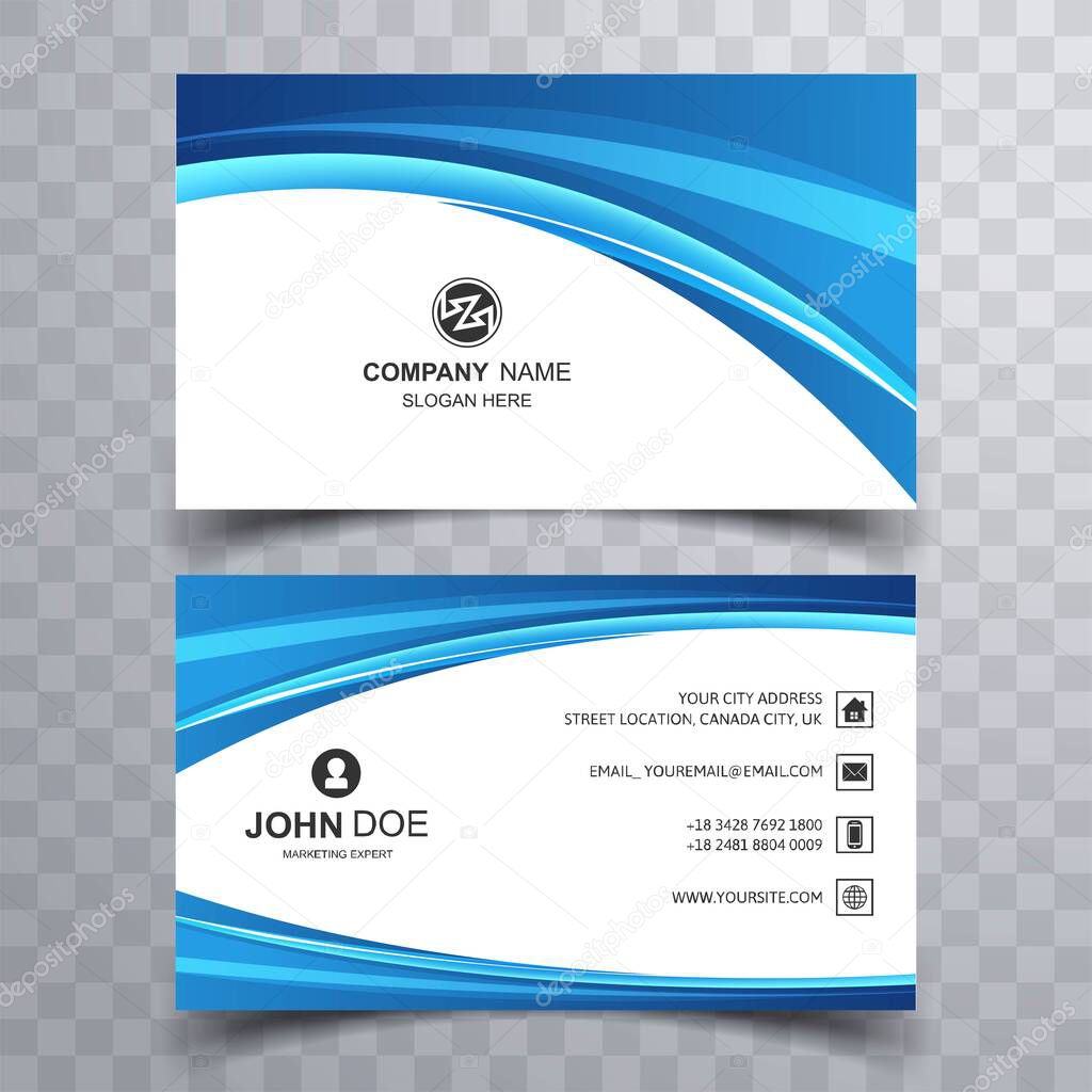 Elegant business card blue wave background