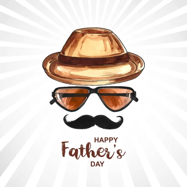 Elegant Happy Fathers Day Cap Spectacles Mustache Background — Stock Vector