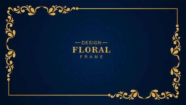 Moderno Moldura Floral Dourada Borda Banner Fundo — Vetor de Stock