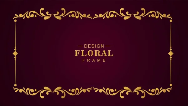 Diseño Moderno Banner Marco Floral Lujo Dorado — Archivo Imágenes Vectoriales